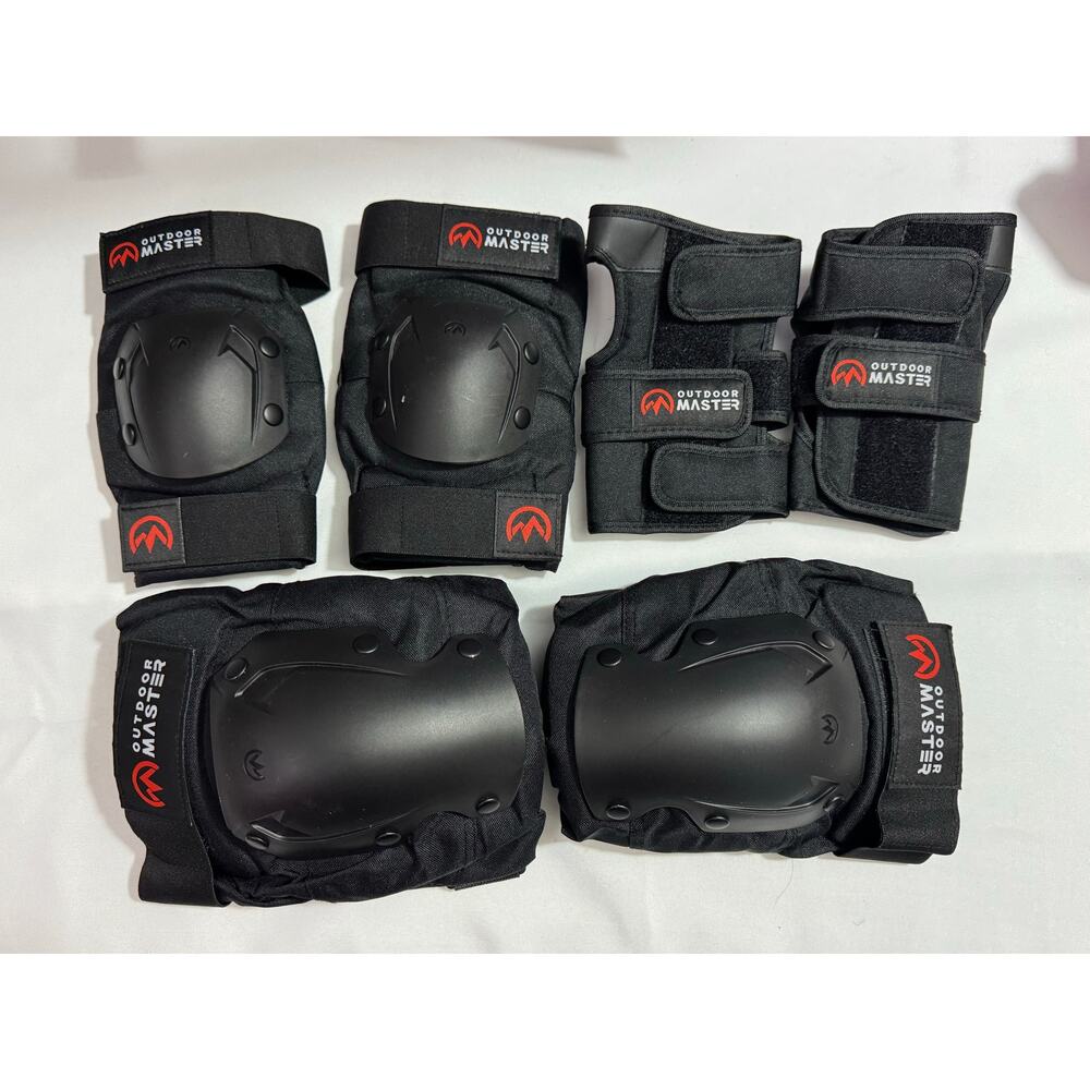 OUTDOOR MASTER Protective Gear Set — Black Knee, Elbow, & Wrist Pads